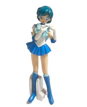 Sailor Moon Anime Figure Mercury with stand~Blue Hair~Bandai~4" Gashapon~Japan